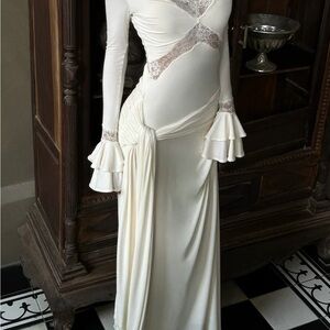 Meshki- Electra Slinky Lace Maxi Dress - Ivory